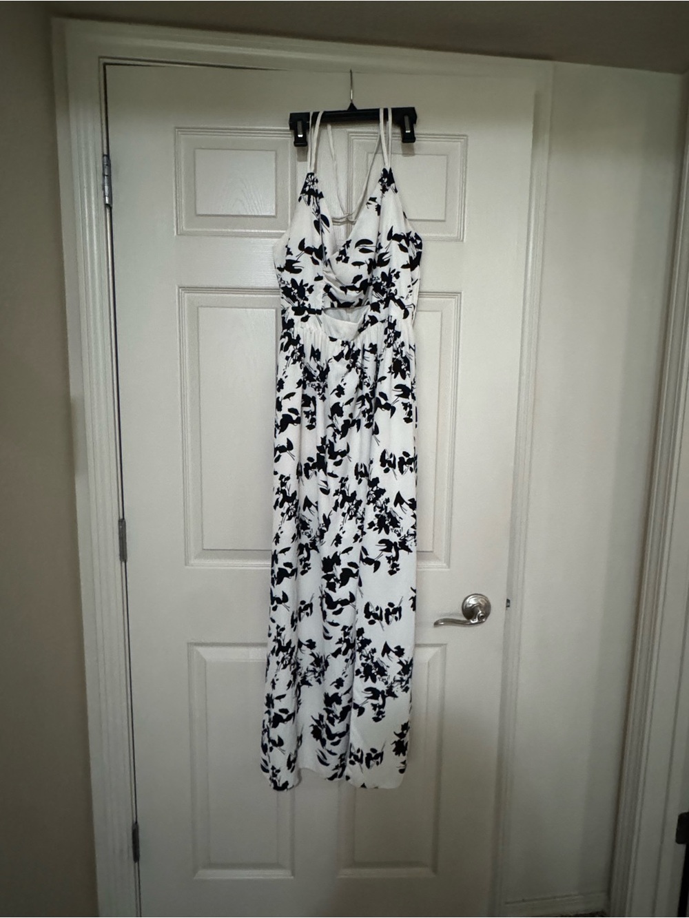 White and Black Floral Maxi Dress
